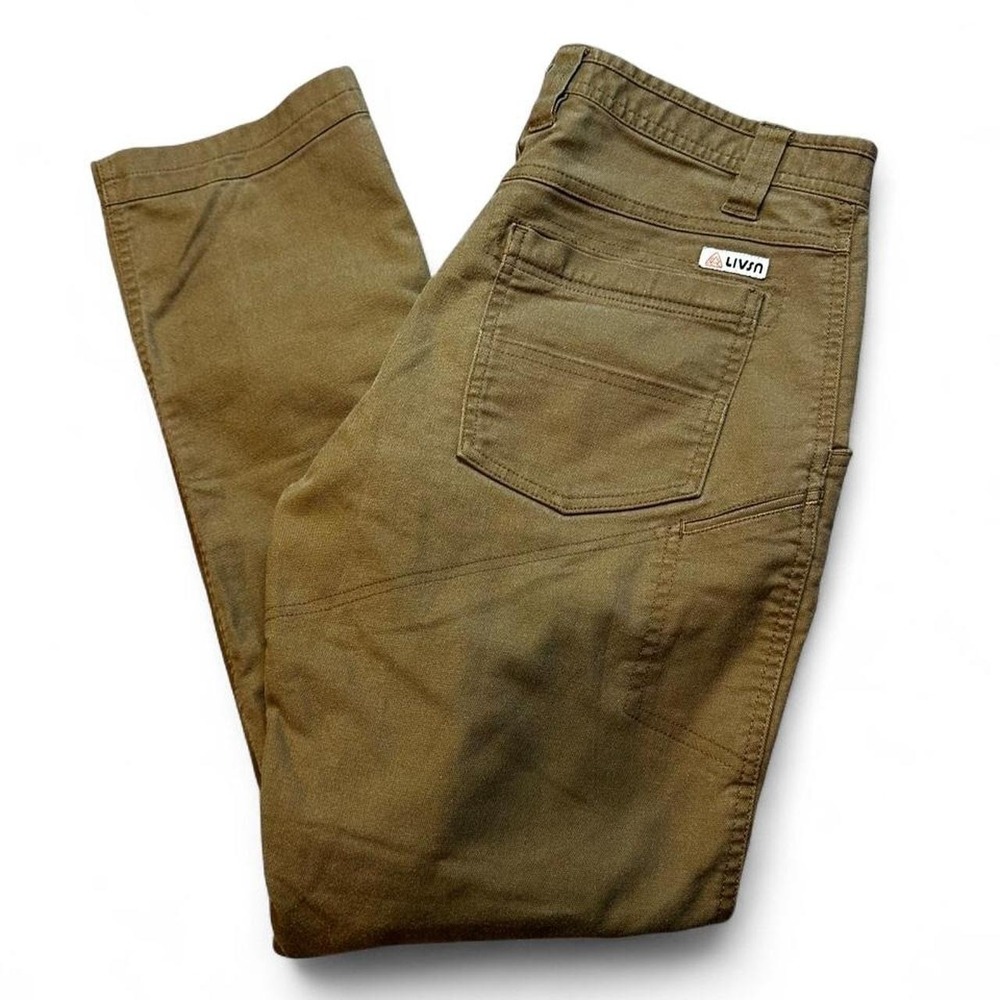 LIVSN Pants Mens 31x30 Tan Organic Chino Flex Canvas Outdoor Hiking Utility